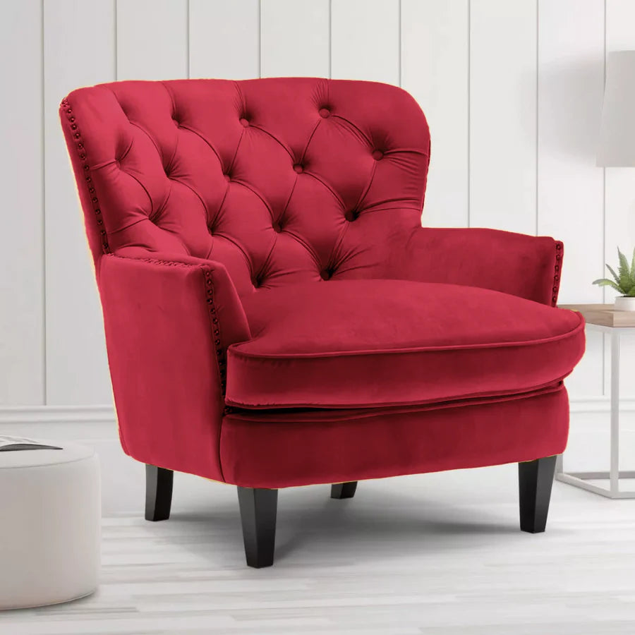 Red and best sale grey accent chair