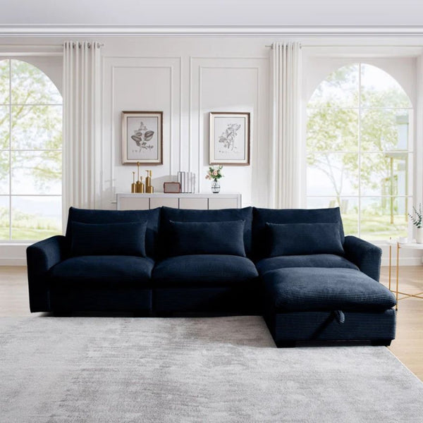 Enzo Sectional 3 Seater Sofa with storage Ottoman