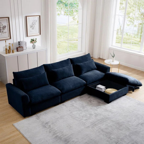 Enzo Sectional 3 Seater Sofa with storage Ottoman