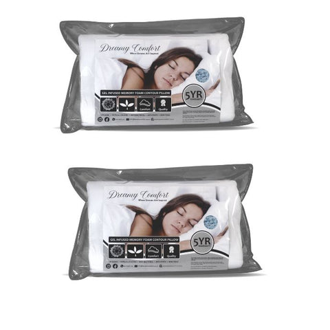 Gel-Infused Memory Foam Contour Pillow -Twin Pack